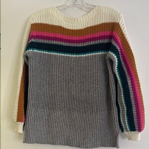 Anthropologie Multicolor Striped Crew Neck Sweater